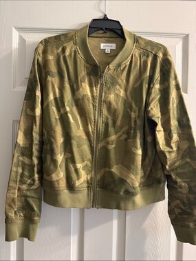 Evereve Olive Camo Zip-Front Bomber Jacket